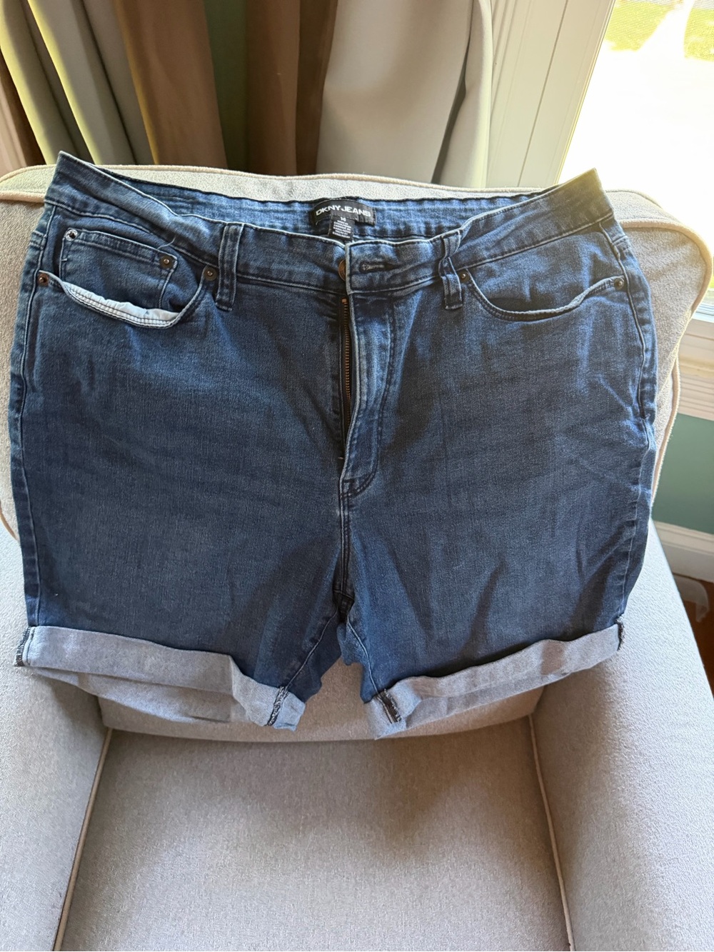 DKNY Dark Blue Rolled Cuff Denim Shorts